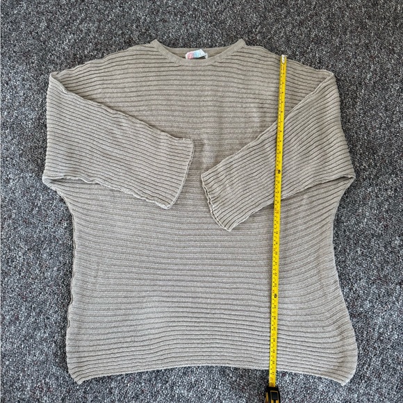 Free People Elegant Ribbed Knit Long Sweater - Soft Beige Large Baggy Oversized - Picture 2 of 10